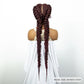 1B/30 Dark Brown Dutch Box Braids Wig | Synthetic Lace Frontal | Fishtail Braids | With Baby Hair | For Black Women