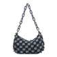 Vintage Women's Casual Shoulder & Underarm Bag | Plaid Pattern Denim Small Purse (Ladies Chain Leisure Handbag, Hobo Style)