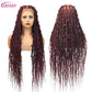 36" Butterfly Braided Full Lace Wig | Honey Blonde & Burgundy Goddess Locs | Synthetic Box Braids | Transparent Lace