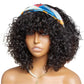 Highlight Honey Blonde Jerry Curly Pixie Bob Wig with Bangs | Full Machine Made Human Hair