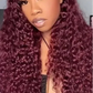 30" Curly Burgundy & Chocolate Brown 13x6 HD Lace Frontal Wig | 99J Colored Human Hair Wig for Women | Deep Wave