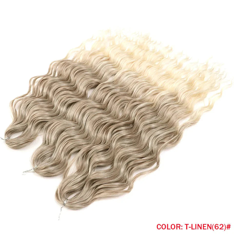 24" Orange Twist Crochet Hair | Synthetic Deep Wave Braiding Hair Extensions | Water Wave Hair | Heat Resistant Fiber | 60 Strands/Pack
