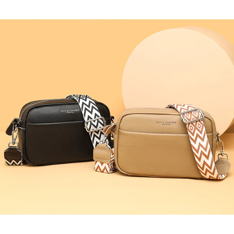 High Quality Genuine Leather Women's Crossbody & Shoulder Bag | Luxury Solid Color Cow Leather Handbag (Female Messenger Tote Sac)