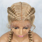 Handmade Double Dutch Cornrow Braided Wig | Natural Black Lace Front | Baby Hair | Kanekalon Synthetic Wig for Women