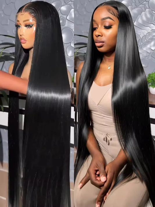 46-50 Inch | 13x6/13x4 Lace Width | Bone Straight | Brazilian | Remy Hair | HD Transparent Lace Frontal Wig - 200% Density