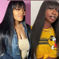 Bone Straight Human Hair Wig with Bangs | 3x1 Middle Part Lace Wig (Remy, Clearance Sale)