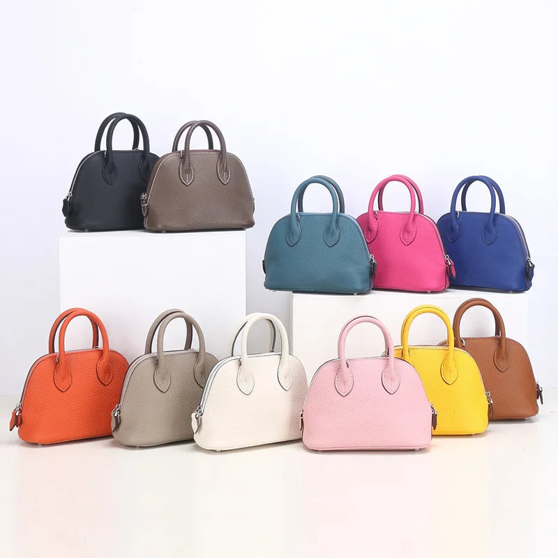 Shell Bag Women's Messenger Bag | Cow Leather Simple Shoulder Bag & Fashion Ladies Classic Handbag (Small Mobile Phone Crossbody Bag)