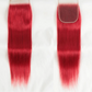 180% Density Red Straight 4x4 Lace Closure | 100% Brazilian Human Hair (Pre-Plucked, Transparent Swiss Lace)