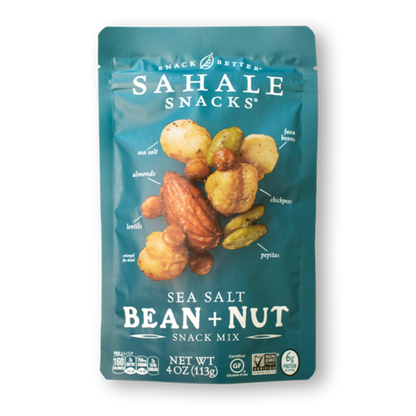 Sahale Snacks Sea Salt Bean+Nut Snack Mix 4 Oz Pack of 6