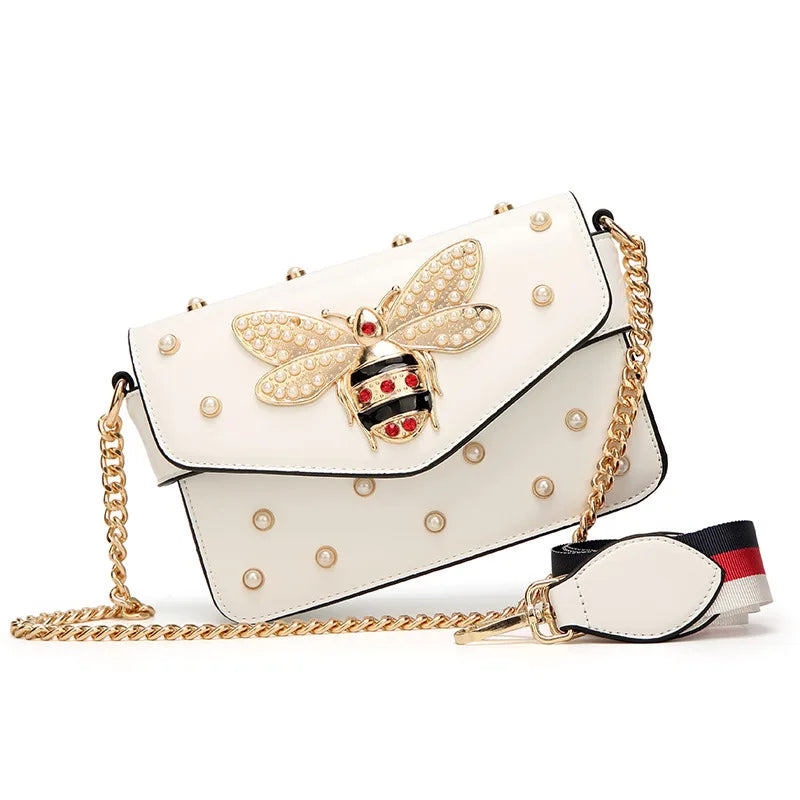 New Fashion Women's Bag Trend | Brand Pearl Bee Shoulder Bag & High Quality Temperament Ladies Crossbody Bag (Designer Luxury Handbag)