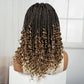 Ombre Boho Knotless Braids Bob Wig with Curly Ends | Full Lace