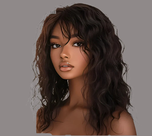 Honey Curly Bob Wigs Human Hair Side Part Pre-Plucked Big Fluffy Brown Mixed Blonde Glueless Bob Curly Wig with Fringe Bangs