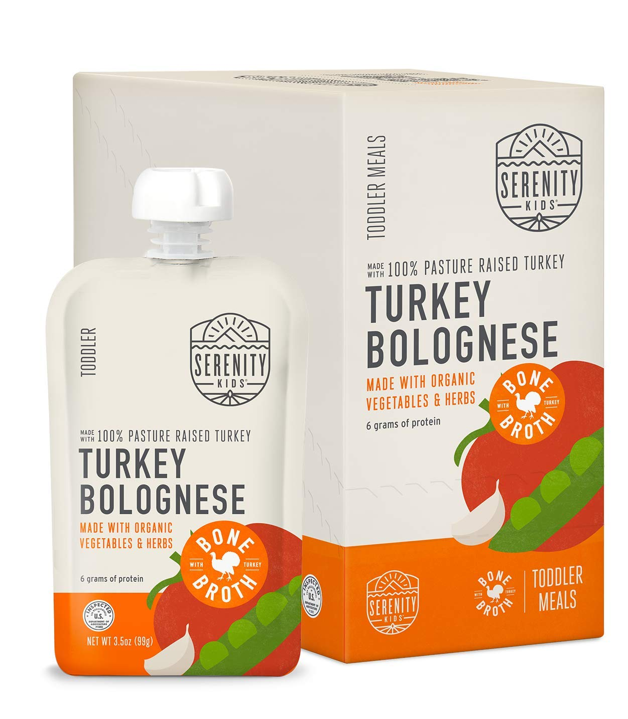 Serenity Kids Turkey Bolognese with Bone Broth for toddlers, Case of 6 (3.5 oz)