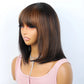 Ombre #4/27 Straight Bob Wig with Bangs | Human Hair Lace Top & Realistic Scalp
