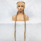 Handmade Double Dutch Cornrow Braided Wig | Natural Black Lace Front | Baby Hair | Kanekalon Synthetic Wig for Women