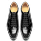 Men's Casual Dress Sneakers | Genuine Leather Hand-Painted Derby Skateboard Shoes (Black, Red)