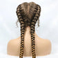 Handmade Double Dutch Cornrow Braided Wig | Natural Black Lace Front | Baby Hair | Kanekalon Synthetic Wig for Women