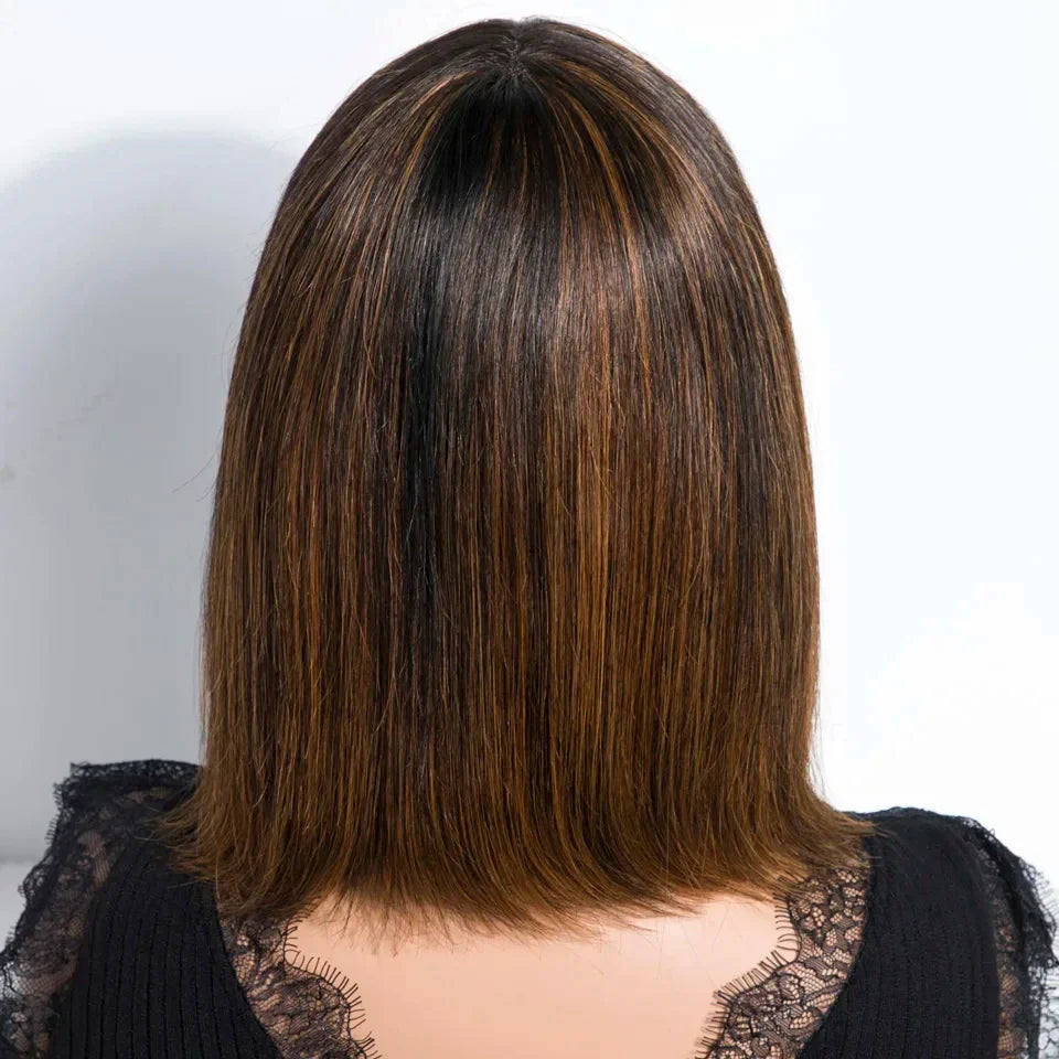 "Put On & Go" Straight Bob Wig | Easy Wear Human Hair with Bangs & Realistic Scalp
