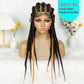 Knotless Box Braids Full Lace Wig | Cornrow Accents | Baby Hair | Synthetic Braided Wig