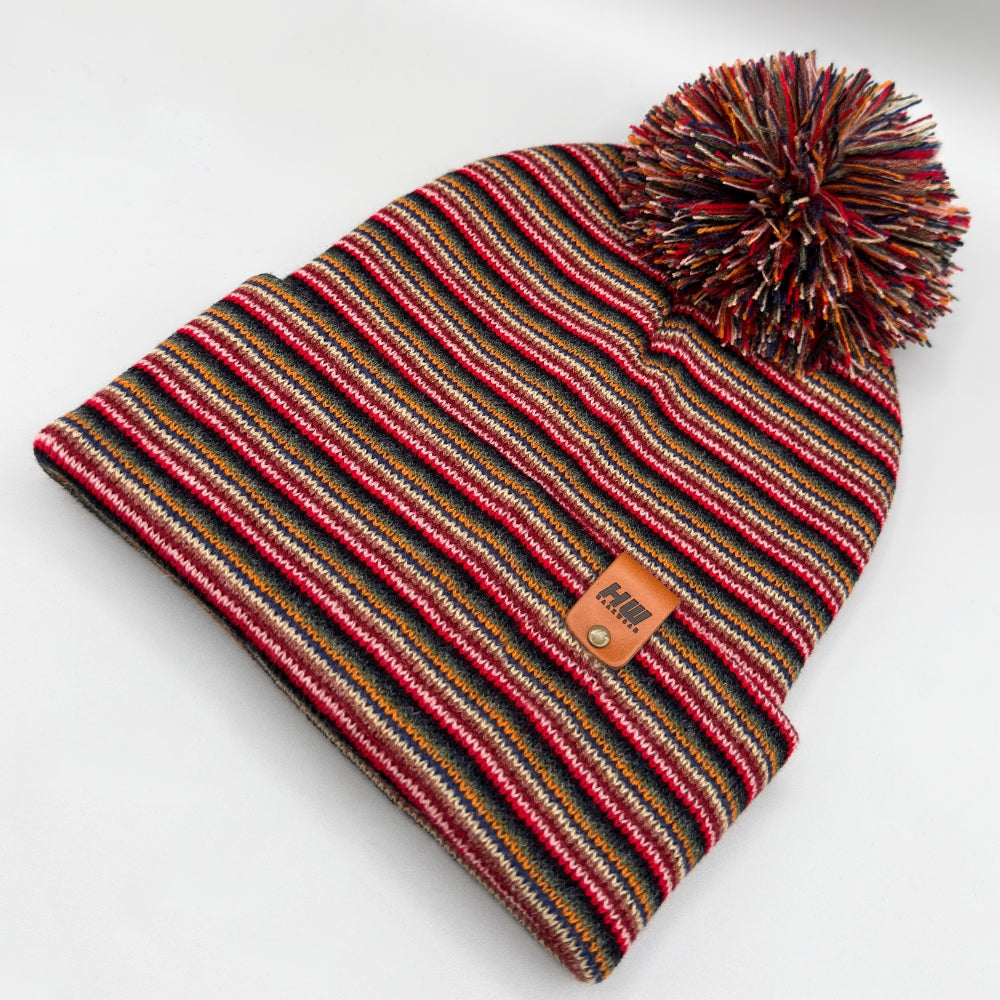 Haakwear Traditional Pom Pom Beanie, Multi Color Knit Winter Hat