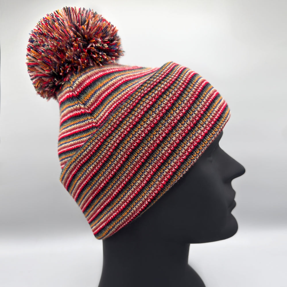 Haakwear Traditional Pom Pom Beanie, Multi Color Knit Winter Hat
