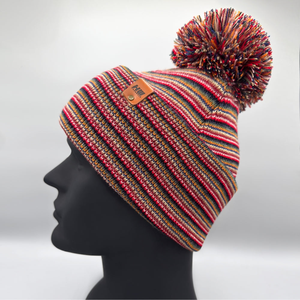 Haakwear Traditional Pom Pom Beanie, Multi Color Knit Winter Hat