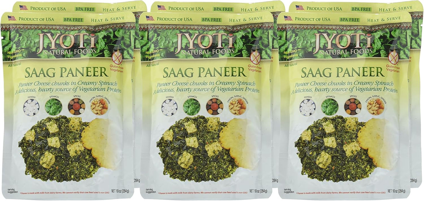 Jyoti Cuisine India Premium Saag Paneer, 10 Oz Pack of 6