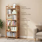 Tall Bamboo Bookshelf – Adjustable Shelves, Narrow Freestanding Storage Rack