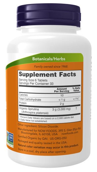Spirulina 500 mg, Organic