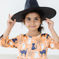 Spooky Kitty 3/4 Sleeve Pocket Twirl Dress