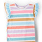 Spring Stripes S/S Ruffle Tee