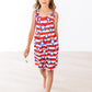 Stars & Stripes Ruffle Cross Back Dress