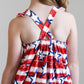 Stars & Stripes Ruffle Cross Back Dress