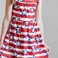 Stars & Stripes Ruffle Cross Back Dress