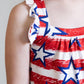 Stars & Stripes Ruffle Cross Back Dress