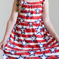 Stars & Stripes Ruffle Cross Back Dress