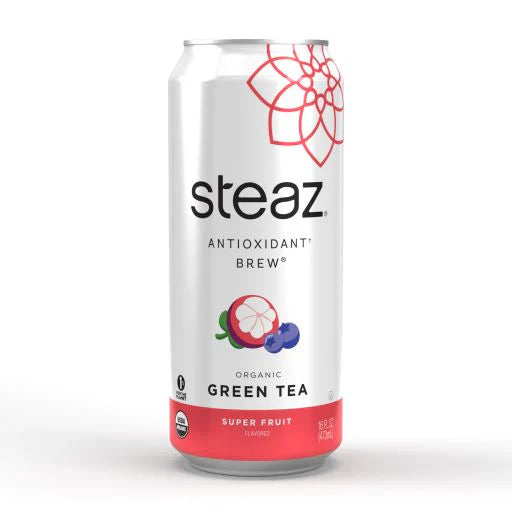 Steaz Super Fruit Green Tea, Lightly Sweetened, 16 Fl Oz (12-Pack)