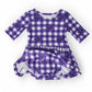 TCU Plaid Frog 3/4 Sleeve Twirl Bodysuit