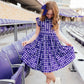 TCU Plaid Frog Flutter Twirl Dress