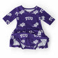 TCU Purple Frog 3/4 Sleeve Twirl Bodysuit