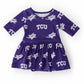 TCU Purple Frog 3/4 Sleeve Twirl Bodysuit