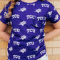 TCU Purple Frog Ruffle Pocket Tee