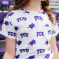 TCU White Frog Ruffle Pocket Tee
