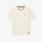 Lacoste Made in France Stripe Neck Tee - Cream