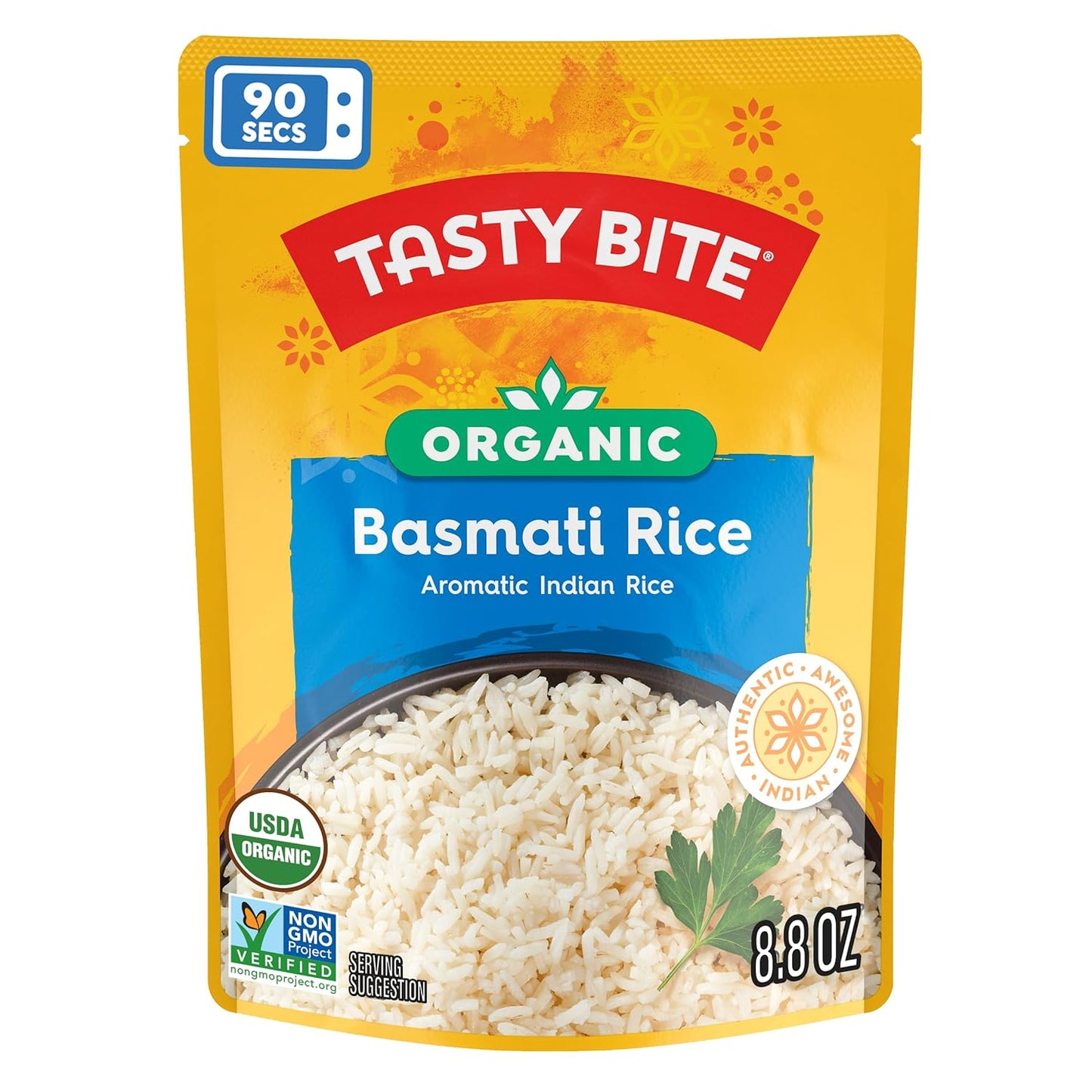 Tasty Bite, Organic Basmati Rice, 8.8 oz, Pack of 12, Ready in Minutes