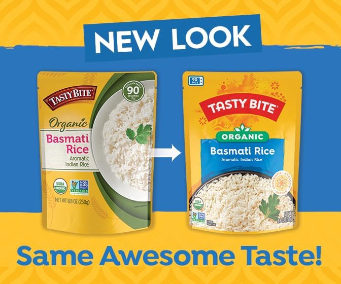 Tasty Bite, Organic Basmati Rice, 8.8 oz, Pack of 12, Ready in Minutes