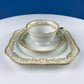 Tea Coffee Serving Set by Noritake, Elvira. 4 Porcelain Cups & Saucers, 4 Square Dessert Salad Plates. Hosting Essentials. Dining Room Decor