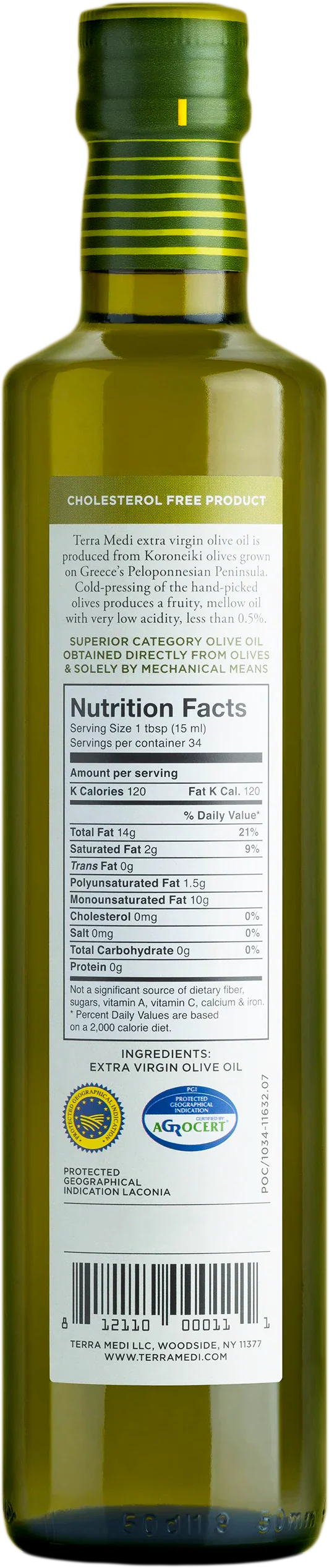 Terra Medi Extra Virgin Olive Oil - 6 Pack - 17 Fl. Oz. Each