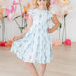 Texas Bluebonnets Flutter Sleeve Twirl Dress