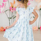 Texas Bluebonnets Flutter Sleeve Twirl Dress